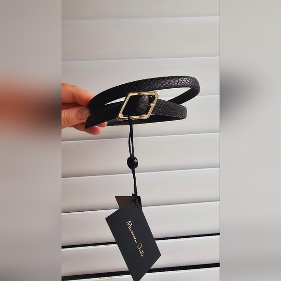 Massimo Dutti Rare Snakeskin Belt Dark Brown Leather Golden Hardware size L 90 - Picture 8 of 9